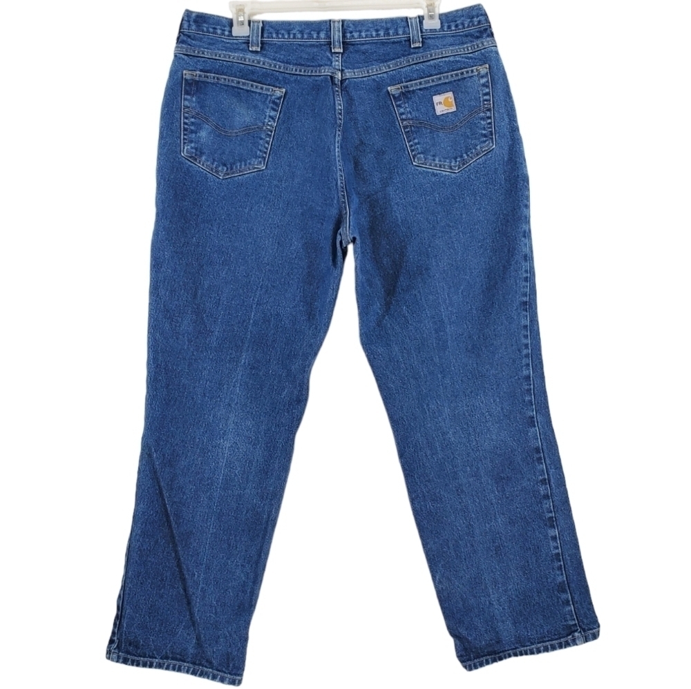 Carhartt FR Blue Jeans Mens 42x30 Relaxed Straight Rugged Utility Workwear 28083